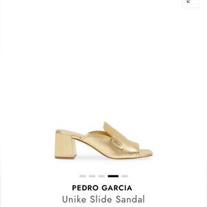 Pedro Garcia Unike gold slide sandal block heel